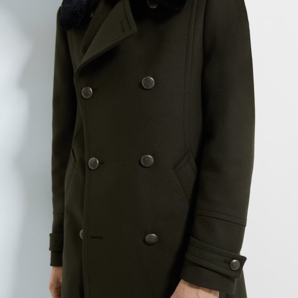ZARA COAT WITH CONTRAST COLLAR - Picture 7 of 10